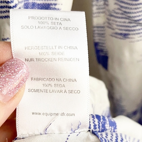 Equipment Henri Silk Blouse Blue English Rose - Picture 5 of 6